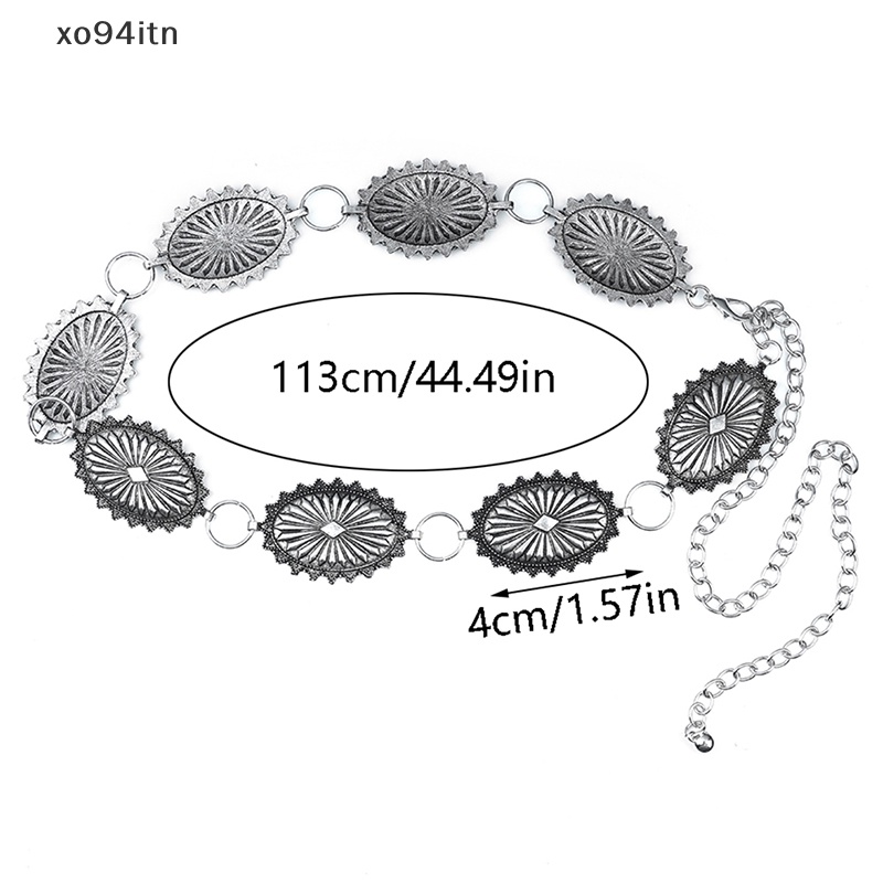 Thắt Lưng Dây Xích Kim Loại Mặt Oval Phong Cách Boho Cổ Điển Cho Nữ