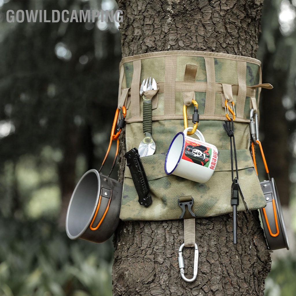 GoWildCamping Di Động Du Lịch Tổ Chức Với Webbing Móc Treo Ngoài Trời Dụng Cụ Cắm Trại Bộ Đồ Ăn Túi Bảo Quản 12 Inch