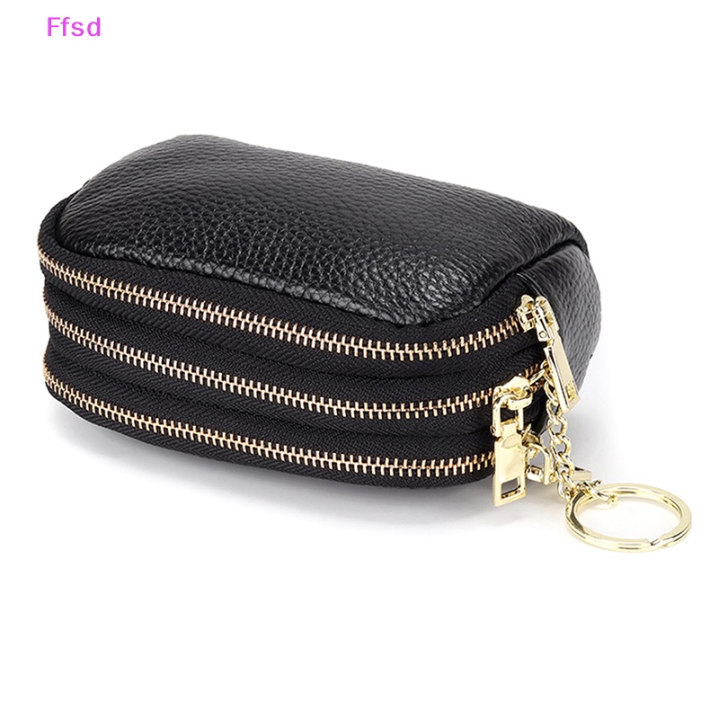 {Ffsd} Ví Da Thật Đựng Chìa Khóa Xe Hơi Thời Trang Có Ba Khóa Kéo Sắp Xếp Gọn Gàng * Bán Chạy