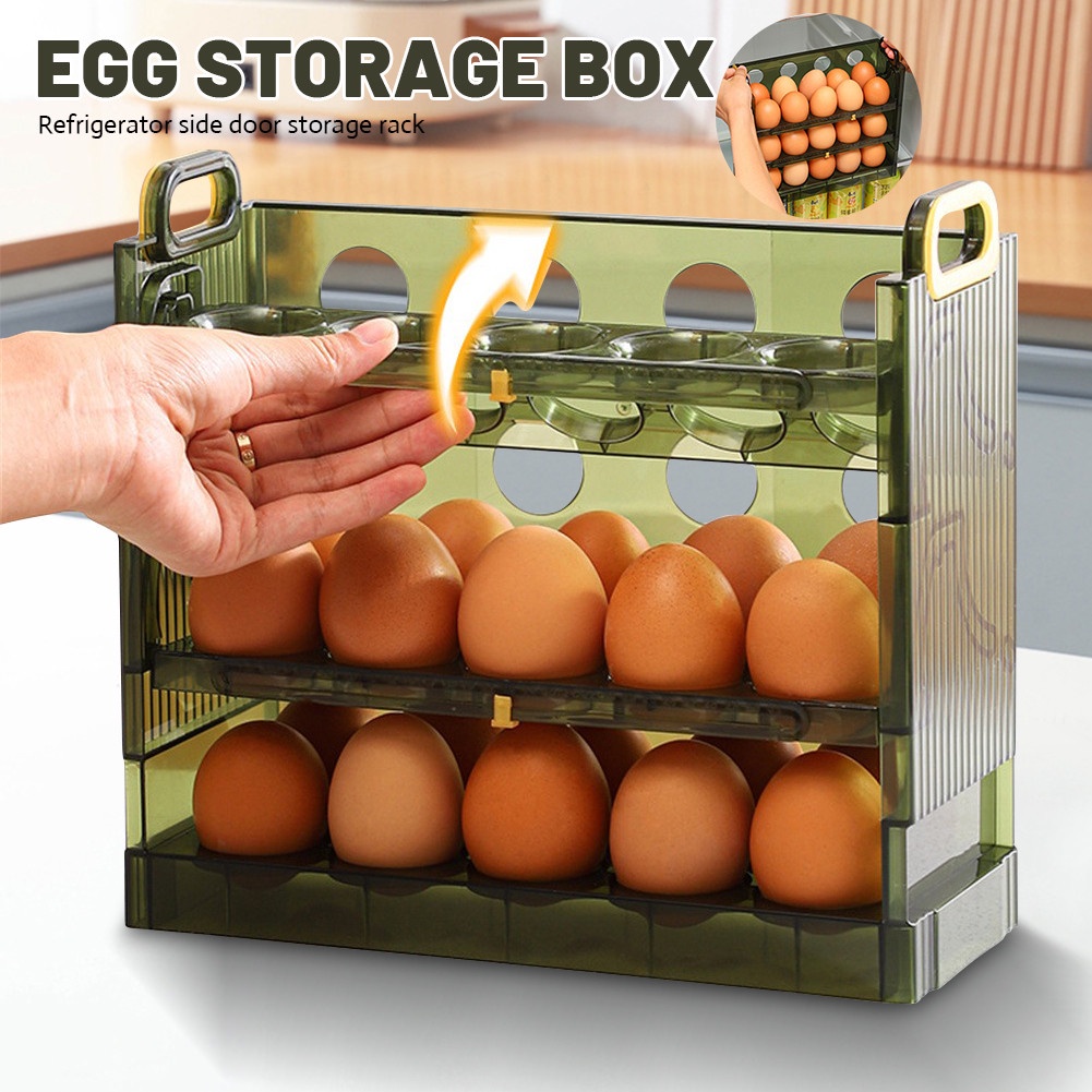 Khay để trứng tủ lạnh 3 tầng chứa 30 quả, nhựa PET an toàn