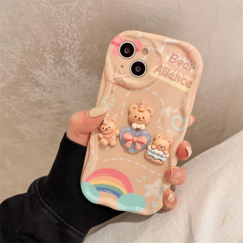 Ốp Điện Thoại Hình Ba Chú Gấu 3D Dễ Thương Cho IPhone 12 13 14 11 Pro Max X Xs Max Xr Ddrf