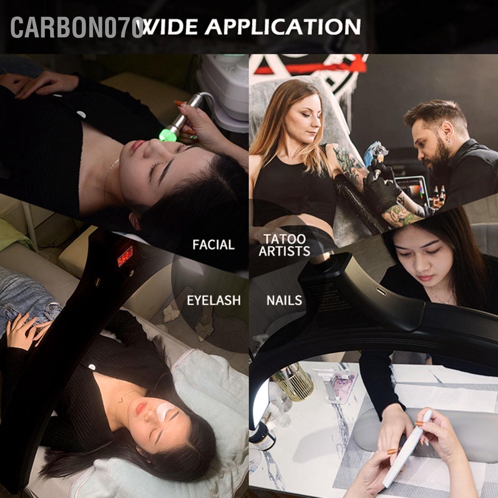 Carbon070 Đèn LED Bán Nguyệt Tầng 23 Inch Nhôm Có Thể Điều Chỉnh Đứng Làn Mi Cho Nối Dài Chăm Sóc Da Trực Tiếp Hấp 110 Đến 240V