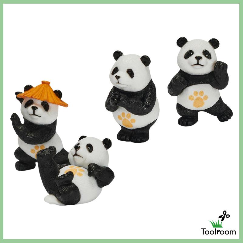 Set 4 Bức Tượng Gấu Trúc Nhỏ Điêu Khắc Trang Trí Nhà Cửa Sân Vườn