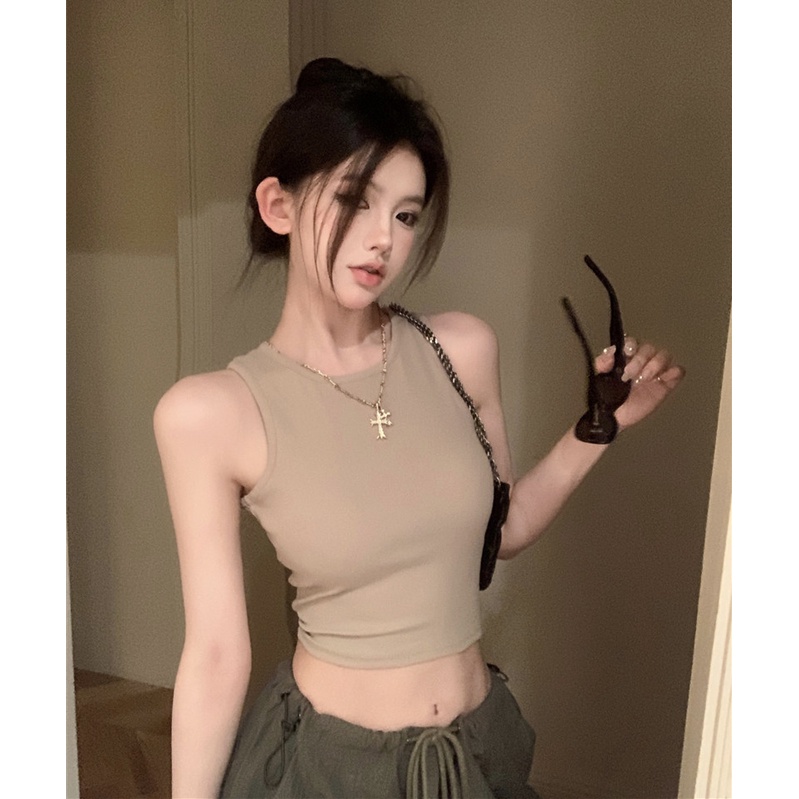 Áo Sát Nách Cổ Tròn Hở Lưng Phong Cách Quyến Rũ