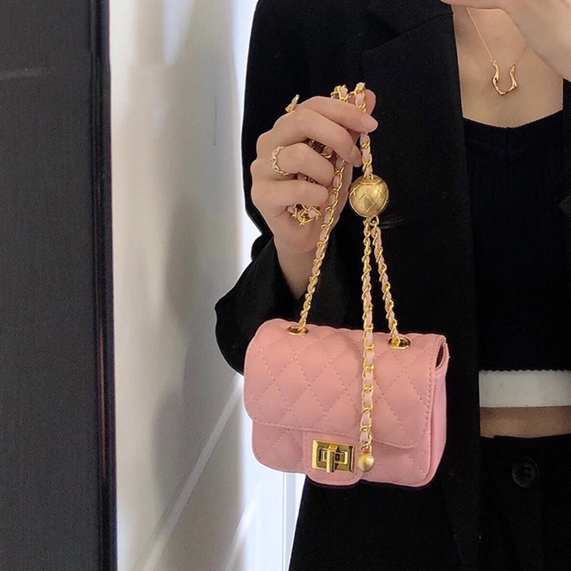 Túi Đeo Chéo Chuỗi Hạt Hình Thoi mini Đơn Giản Thời Trang Cho Nữ