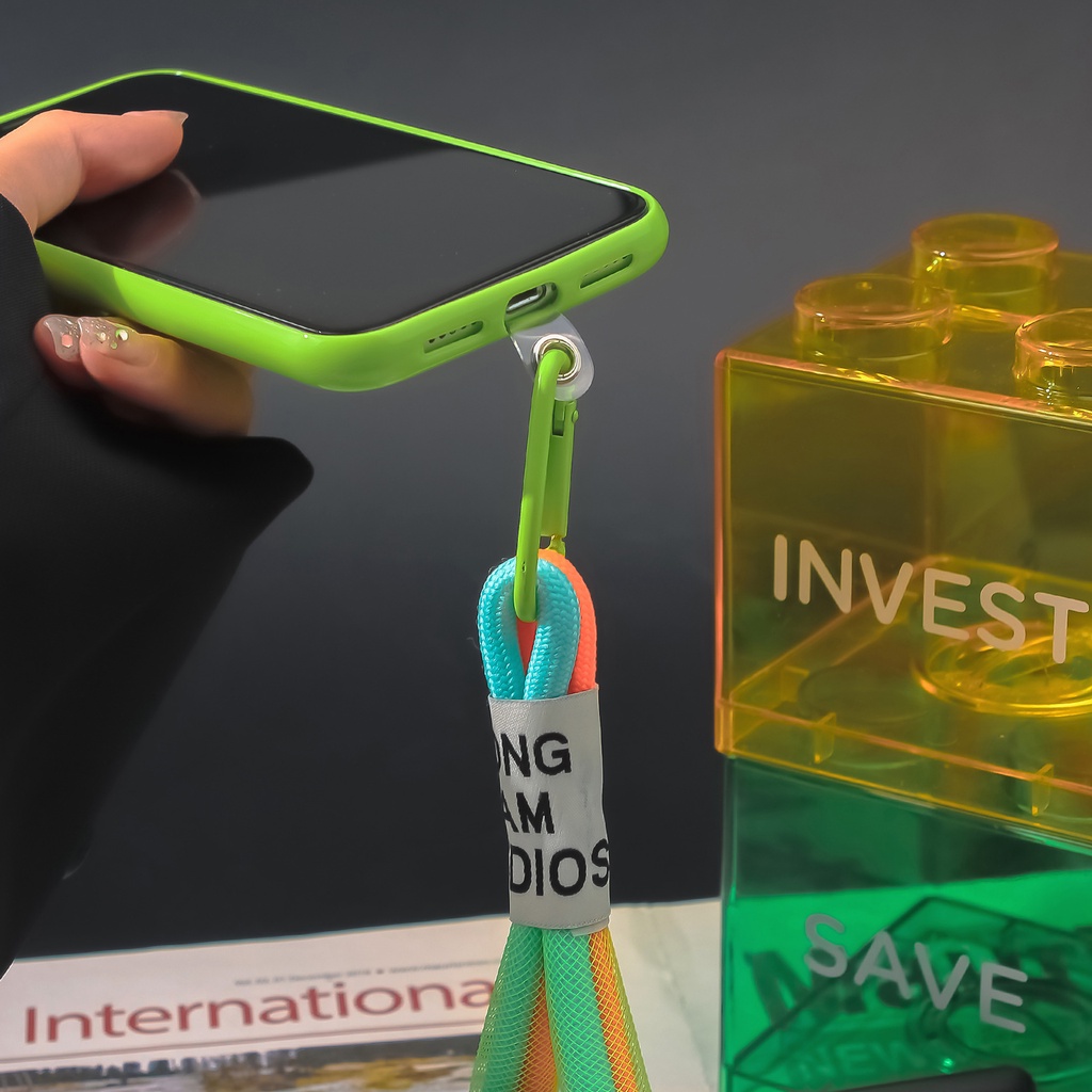 Dây Đeo Điện Thoại Dạ Quang Dạng Lưới Sáng Tạo Hai Màu Có Khóa Cài