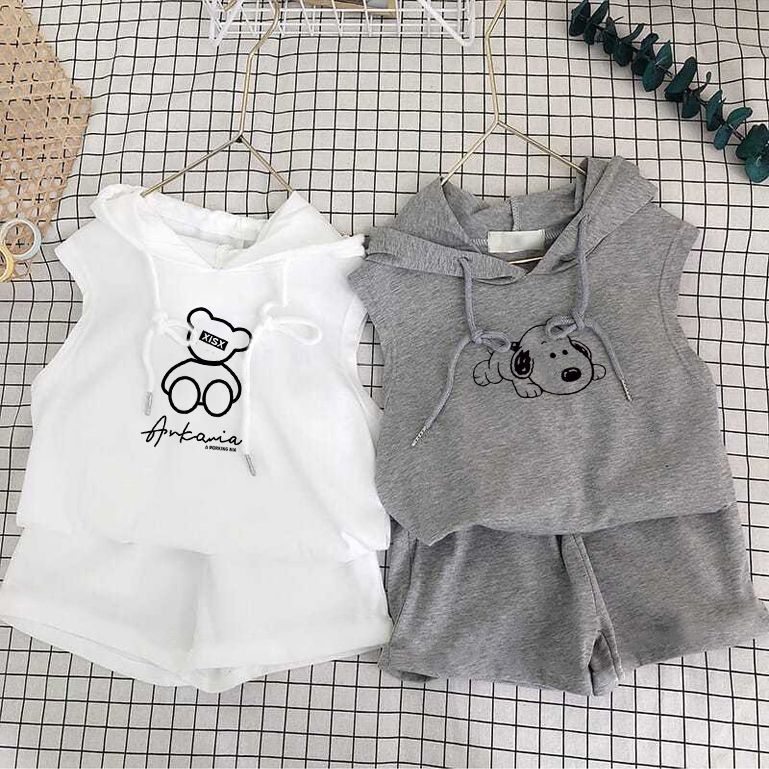 Bộ Đồ Thể Thao Áo Hoodie Tay Ngắn Phối Quần Short Thời Trang Mùa Hè 2023 Cho Bé