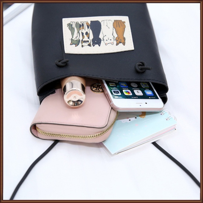 Túi Da PU Đeo Vai Hình Mèo Hoạt Hình Đáng Yêu