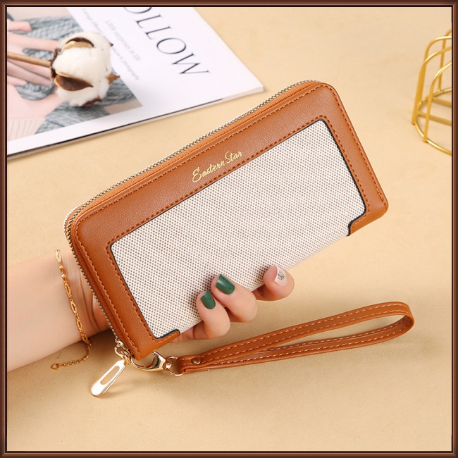 Ví Da Pu Cỡ Lớn Có Ngăn Đựng Thẻ Và Khóa Kéo Đa Năng Thời Trang Công Sở Cho Nữ Giá Đỡ