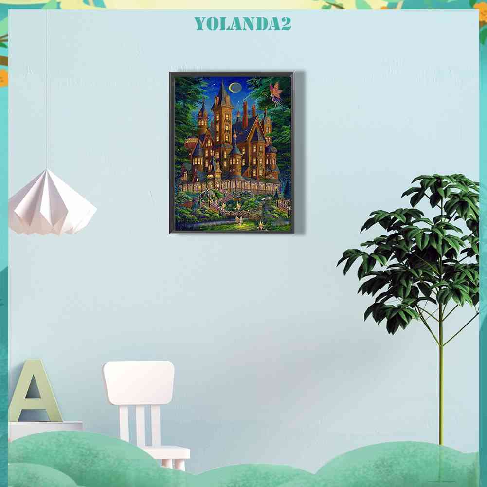 Tranh Đính Đá Kim Cương Toàn Bộ 5D DIY Hình Lâu Đài
