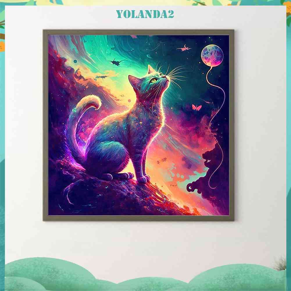 Tranh Đính Đá Kim Cương Toàn Bộ 5D DIY Hình Vẽ Mèo Trang Trí Nhà Cửa