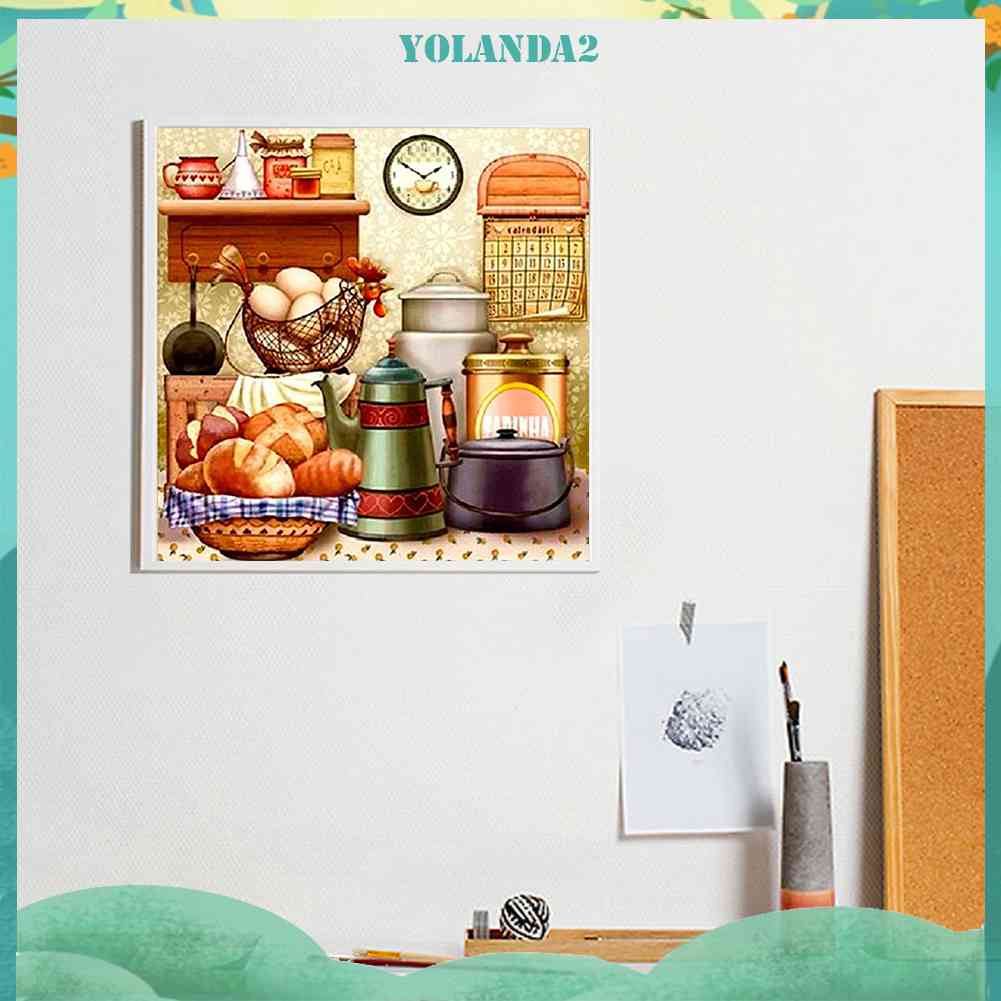 Tranh Đính Đá Kim Cương Toàn Bộ 5D DIY Hình Vẽ Đồ Ăn Trang Trí Nhà Cửa