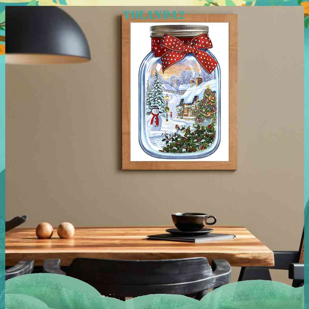 Tranh Đính Đá Kim Cương Toàn Bộ 5D DIY Hình Vẽ Lọ Hoa Giáng Sinh Trang Trí Nhà Cửa