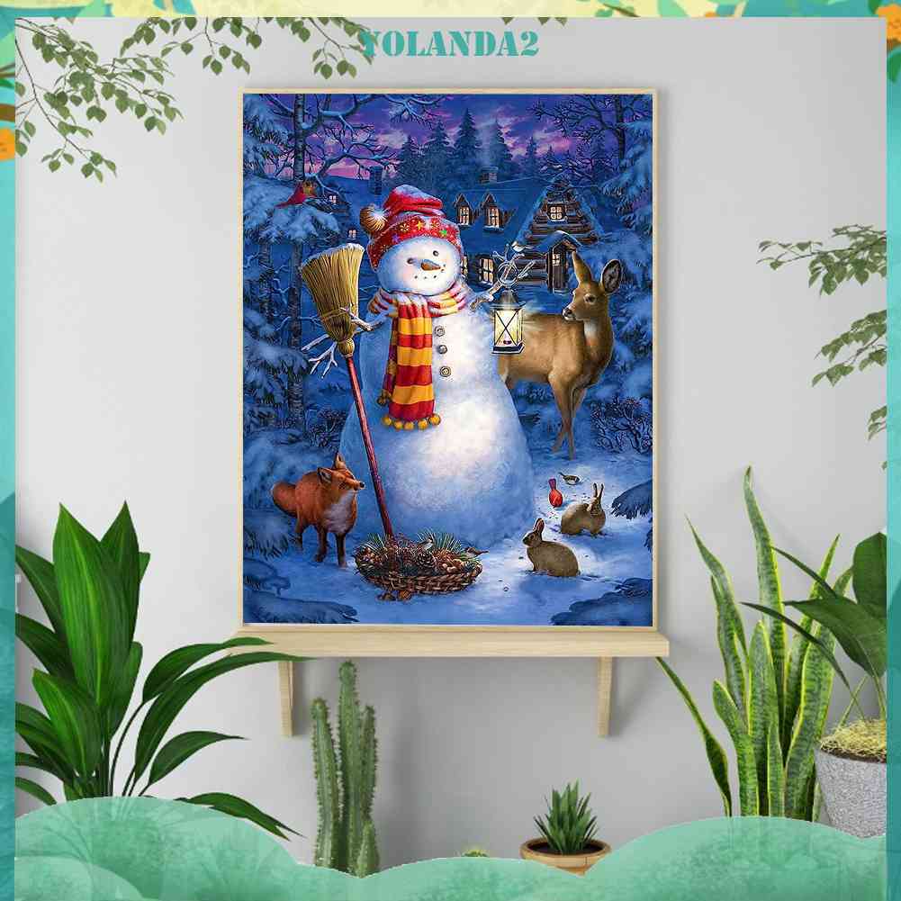 Bộ Tranh Đính Đá 5D Họa Tiết Người Tuyết / Lồng Đèn Độc Đáo DIY Dùng Trang Trí