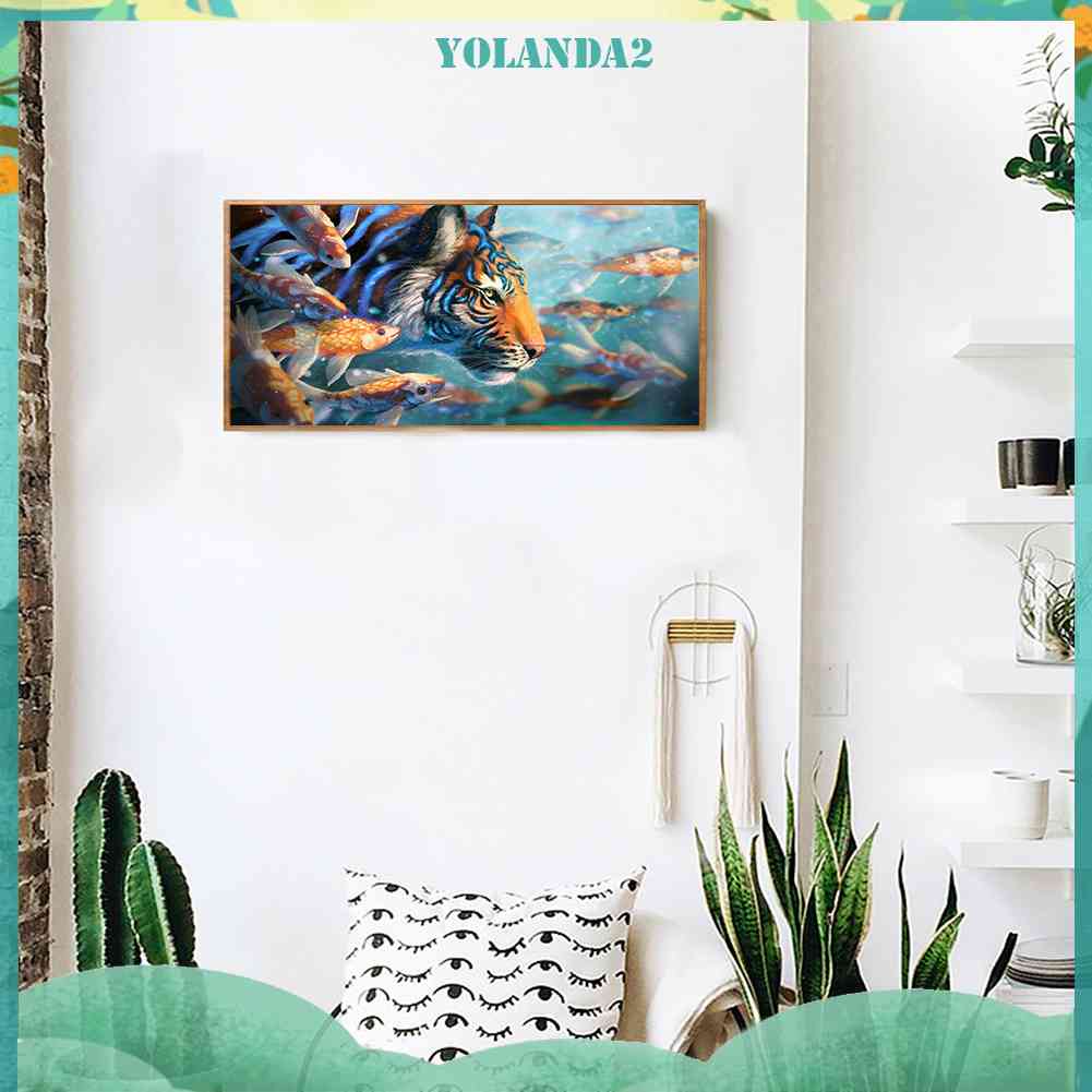 Bộ Tranh Đính Đá 5D Họa Tiết Hổ / Cá Vàng Độc Đáo DIY Dùng Trang Trí Nhà Cửa