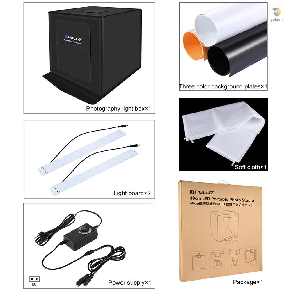 Hộp Chụp Ảnh Chuyên Nghiệp 16 inch 40cm Có Đèn LED 64 Bóng Có Thể Gập Lại Với Phích Cắm Chữ U