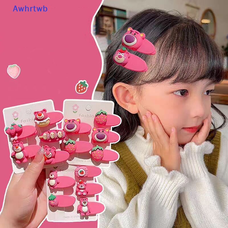 Set 5 Kẹp Tóc Hình Gấu / Dâu Tây Dễ Thương Cho Bé Gái Mới