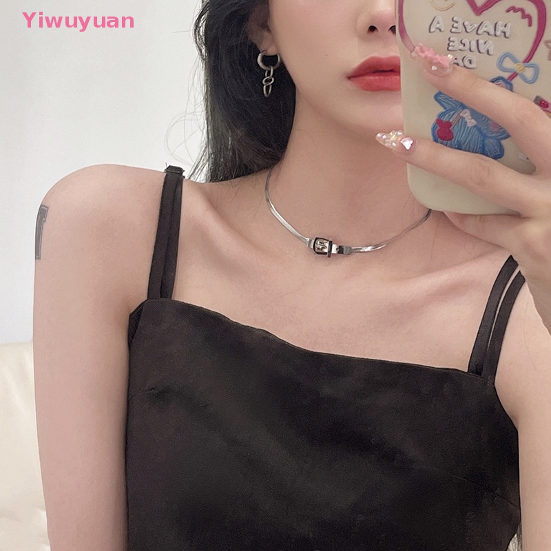 Vòng Cổ Choker Dây Xích Bằng Thép Titan Phong Cách Punk Hip Hop Mới