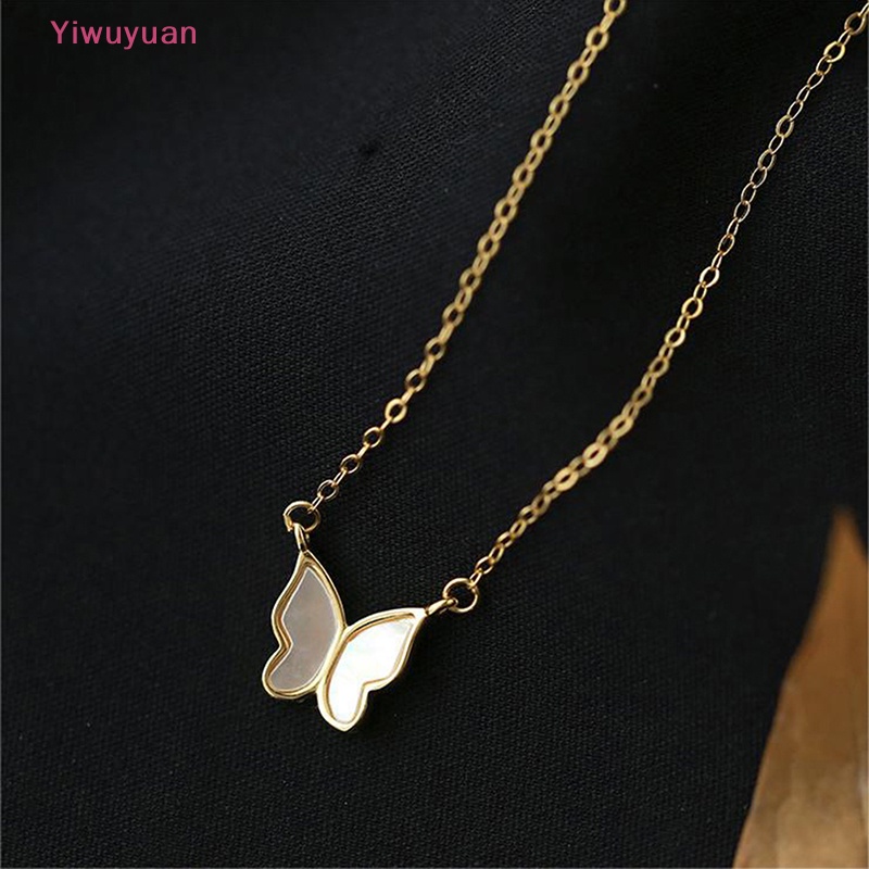 < Yiwuyuan > Vòng cổ Mặt Hình Bướm Màu Vàng Đồng Thanh Lịch Đơn Giản Cho Nữ