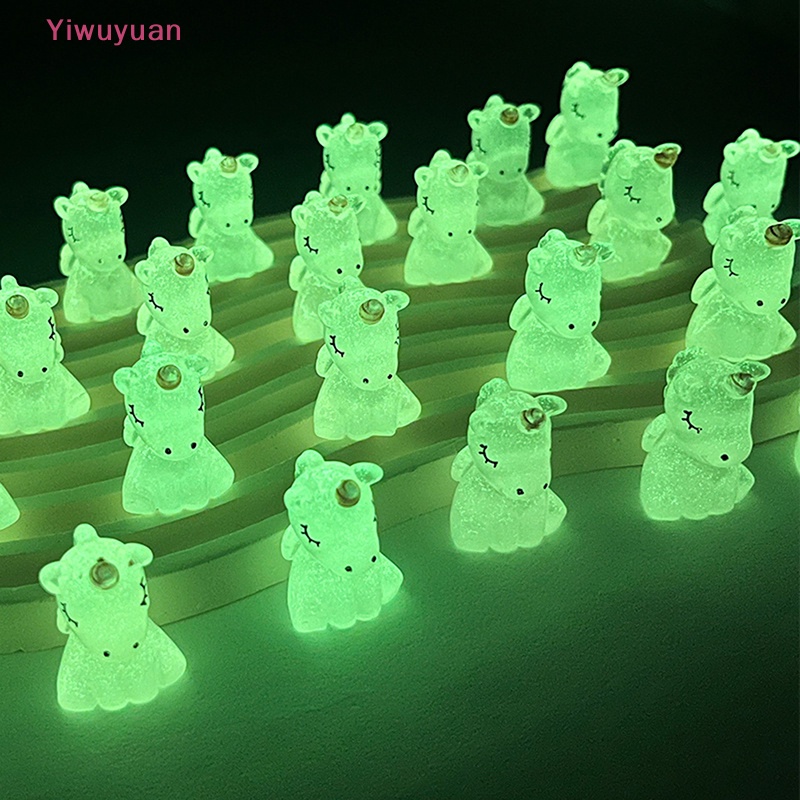 Bộ 5 Phụ Kiện Trang Trí Nghệ Thuật Hình Kỳ Lân DIY Bằng Nhựa Resin Màu Dạ Quang Mới