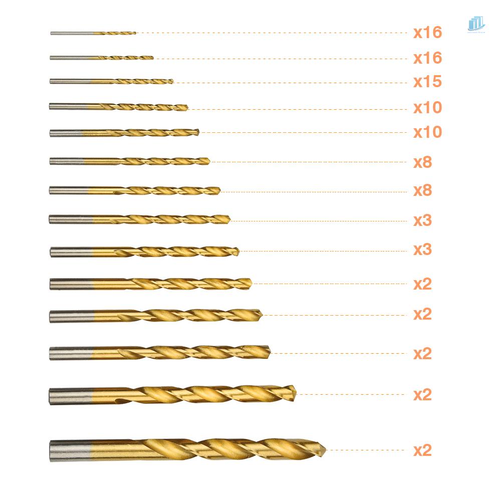 Bộ Mũi Khoan Xoắn Titan 99 Món Tốc Độ Cao Kèm Hộp Đựng Bằng Hợp Kim Nhôm Đồng Cho Gỗ / s2mwvn