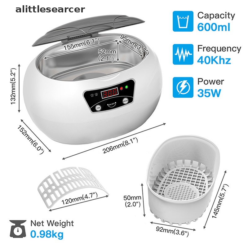 Máy Vệ Sinh Trang Sức Sử Dụng Sóng Siêu Âm 600ML Có Hẹn Giờ