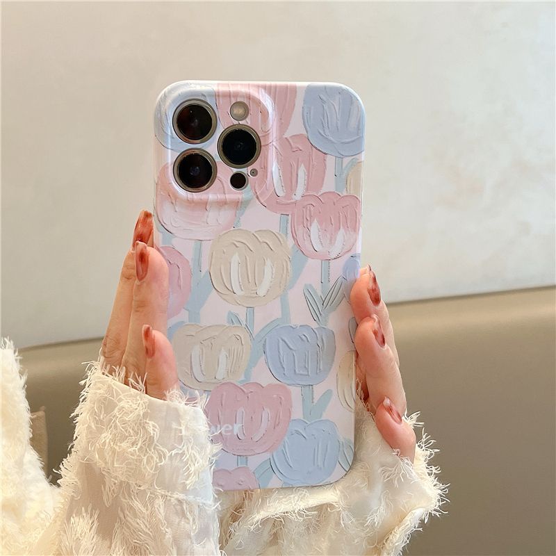 Ốp Điện Thoại Cứng Họa Tiết Hoa Tulip Sơn Dầu Cho Iphone Promax 14 11 138P7 12 AX1Y