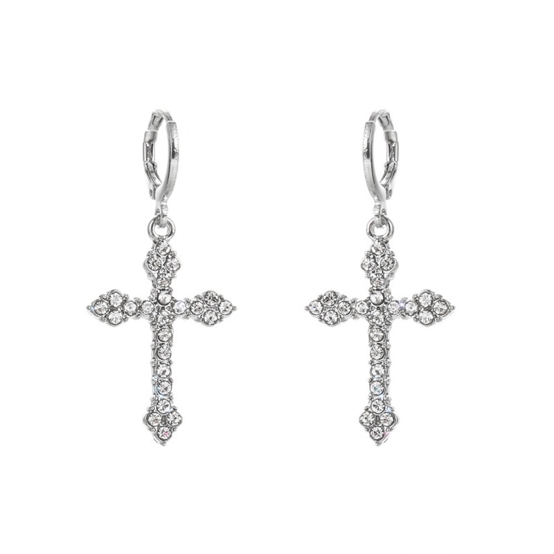 Khuyên Tai Hình Thánh Giá Đính Đá Zircon Màu Sắc Cổ Điển Dành Cho Nam Nữ