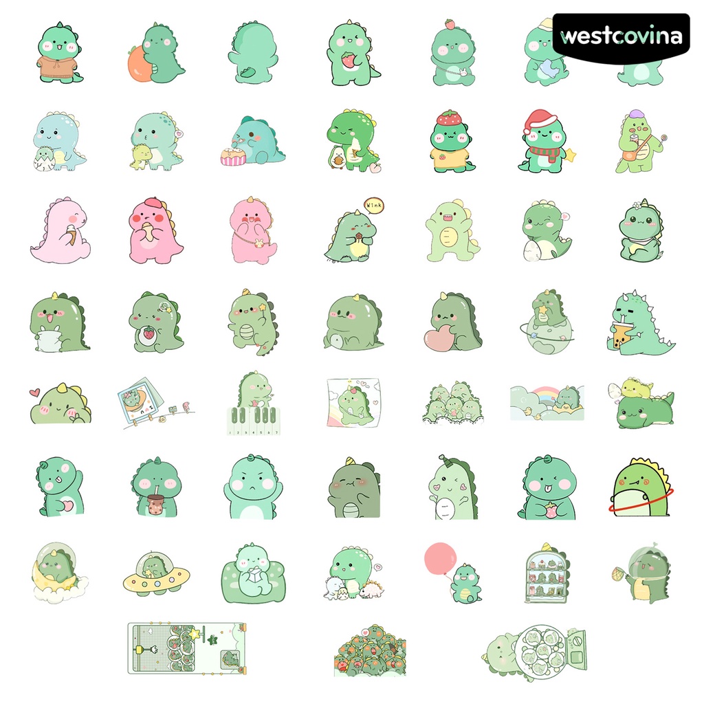 [COD]♪Set 50 Sticker Khủng Long Chống Thấm Nước Dán Trang Trí Thủ Công Cho Bé