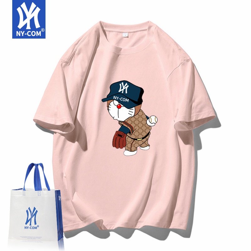 Ny-com Áo Thun cotton Ngắn Tay Form Rộng In Họa Tiết Hoạt Hình Thời Trang Mùa Hè Cho Cặp Đôi