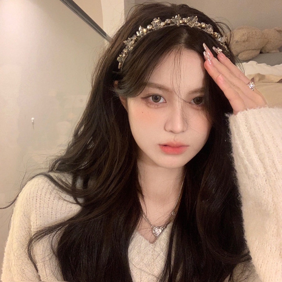 Băng Đô Cài Tóc Hợp Kim Đính Đá Pha Lê Phong Cách Hàn Quốc