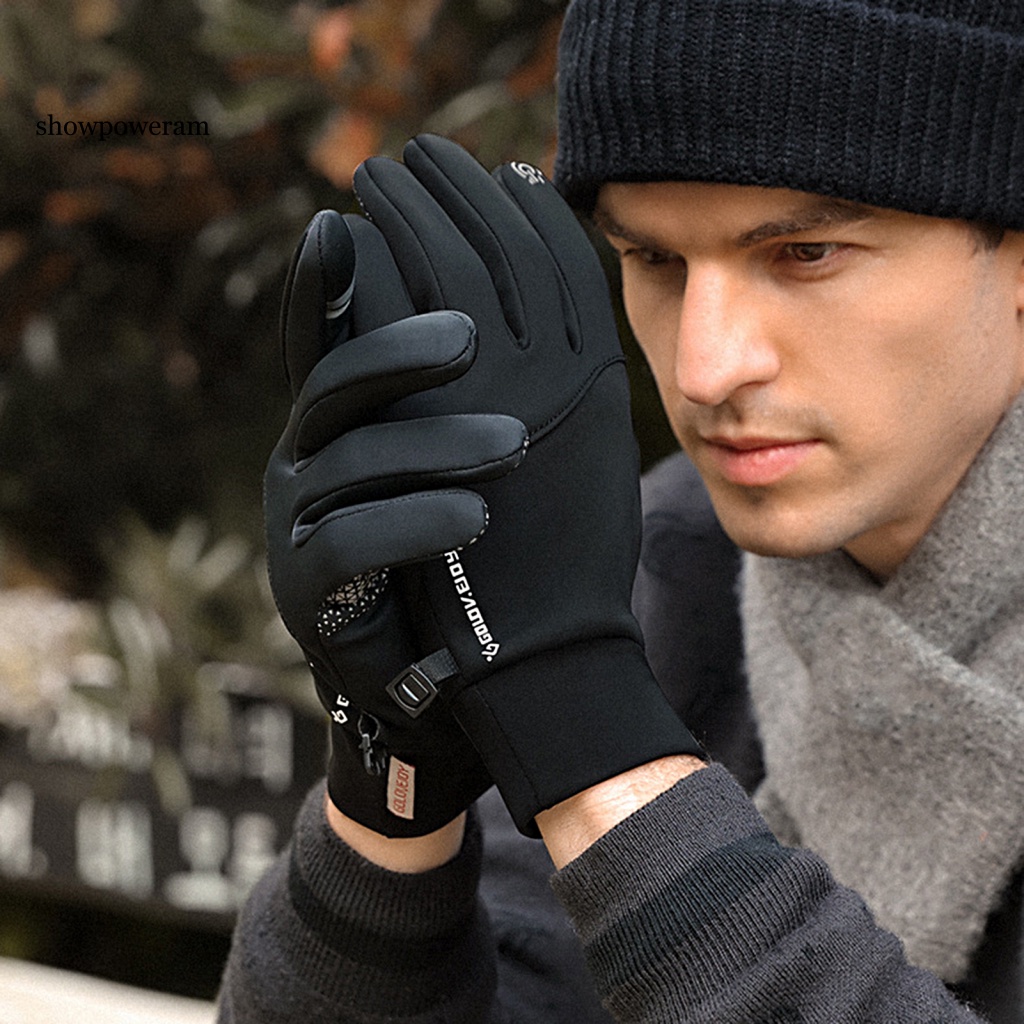 1 Đôi Găng Tay Mùa Đông Co Giãn Chống Trượt Màu Sắc Đơn Giản