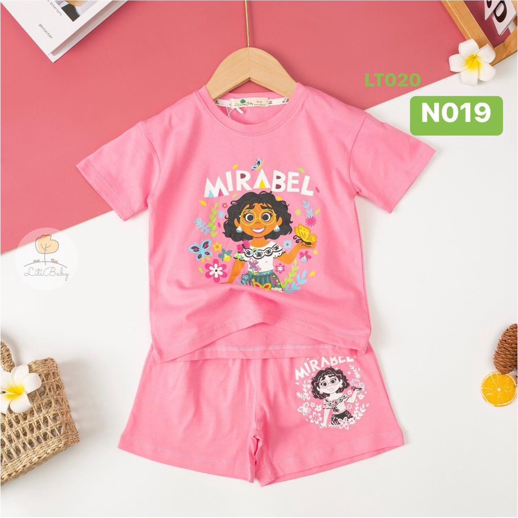 Bộ cotton bé gái ngắn tay hè hãng Liti Baby size nhí 2-7Y: 9-20KG