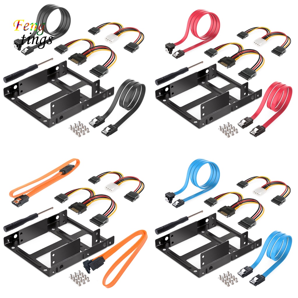 1 Bộ Giá Đỡ Ổ Cứng Bằng Kim Loại Mở Rộng 2.5 inch Sang 3.5 inch HDD SSD Kèm Cáp Dữ Liệu SATA Cho PC