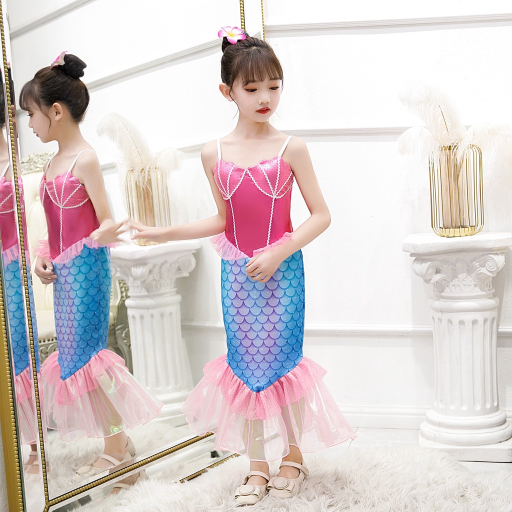 Đầm Đuôi Cá Hóa Trang Công Chúa Nàng Tiên Cá Cho Bé Gái LXAA K63 2-8 Tuổi