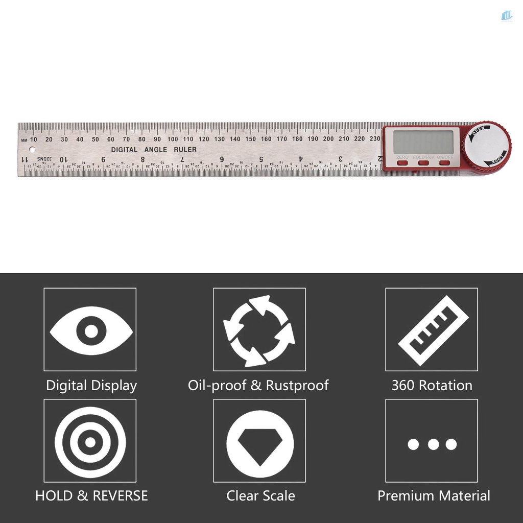 Thước Đo Góc Kỹ Thuật Số Bằng Thép Không Gỉ 11inch / 300mm Có Màn Hình LCD