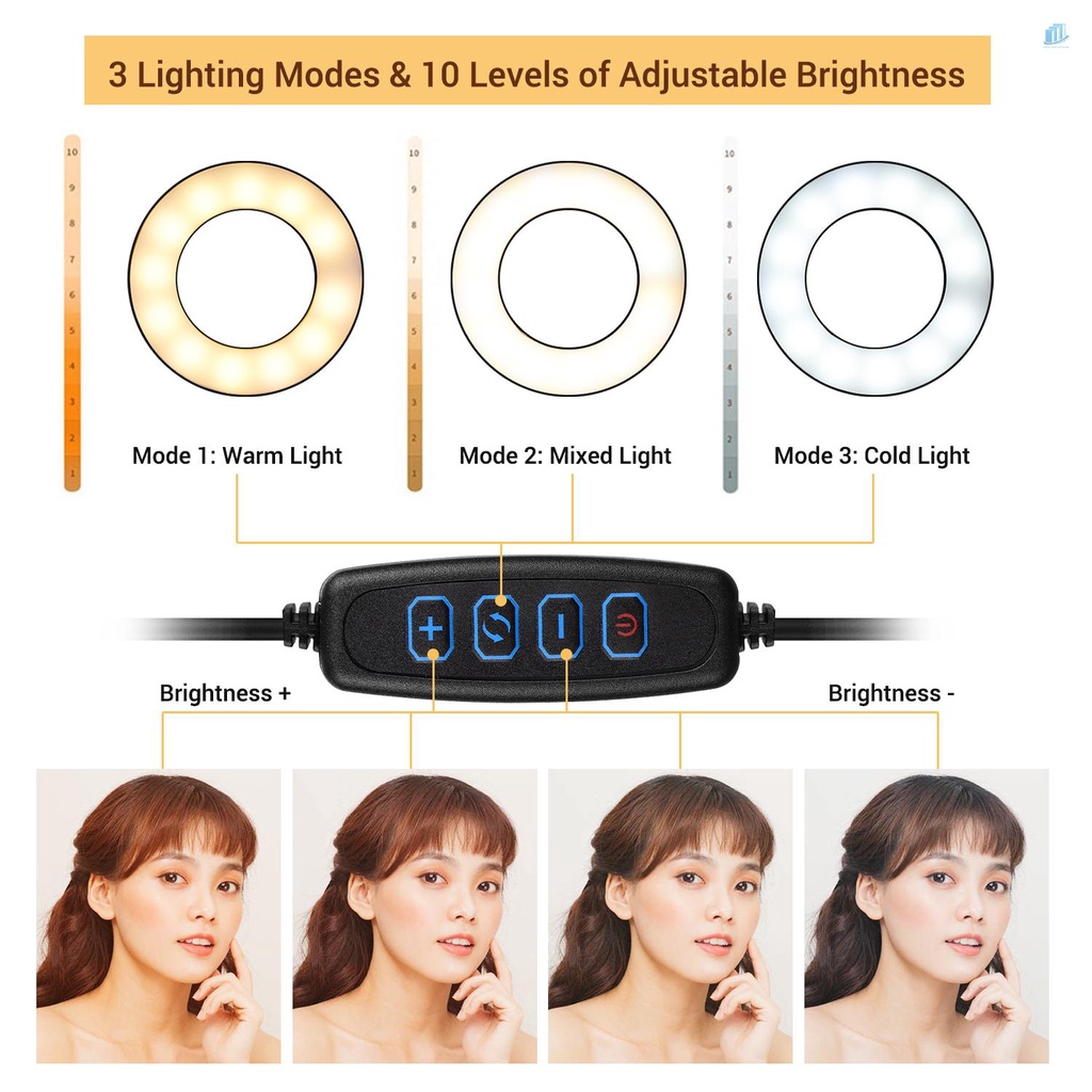 ANDOER Vòng Đèn Led USB Mini 3.5 Inch Dạng Kẹp 3 Chế Độ Sáng Điều Chỉnh Linh Hoạt Với Thiết Kế Cánh Tay Linh Hoạt Cho Live Streaming Video O