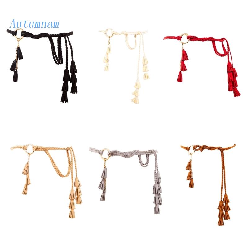 Thắt Lưng Dây Bện Phối Tua Rua Phong Cách Bohemian Tinh Tế Thời Trang Mùa Hè Cho Nữ