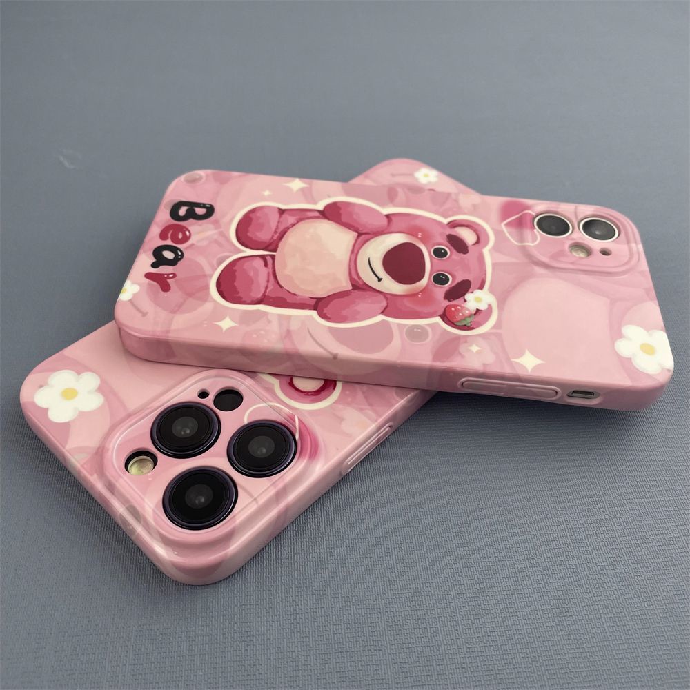 Ốp Điện Thoại Họa Tiết Chú Gấu Và Dâu Tây Dễ Thương Cho Iphone1314pro11 8 xsmax plus12