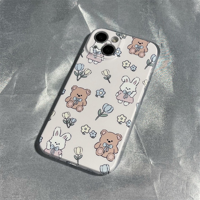Ốp Điện Thoại Cứng Hình Thỏ Và Hoa Dễ Thương Cho Iphone 7 11 xsiPhone12 13 8 Iphone14 XRGK