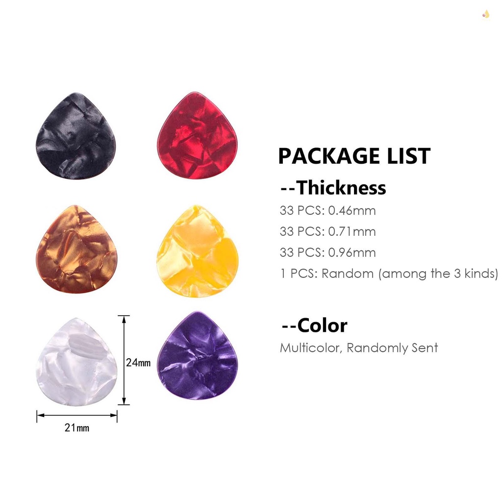 Set 100 Miếng Gảy Đàn Guitar Điện 0.46mm / 0.71mm / 0.96mm Chuyên Dụng