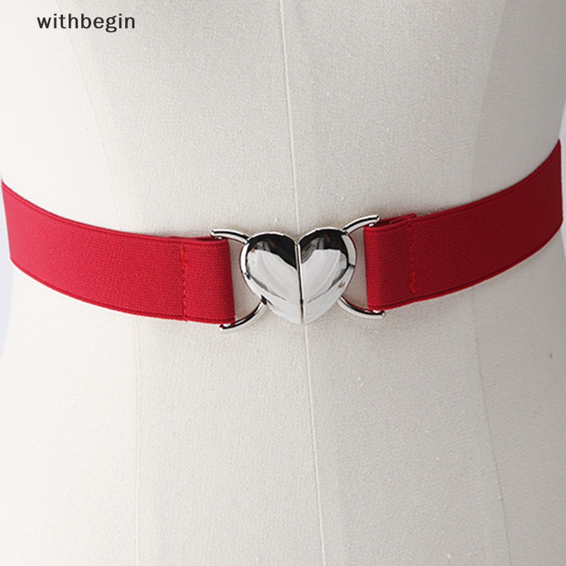 Thắt Lưng Co Giãn Khóa Kim Loại Hình Trái Tim Thời Trang