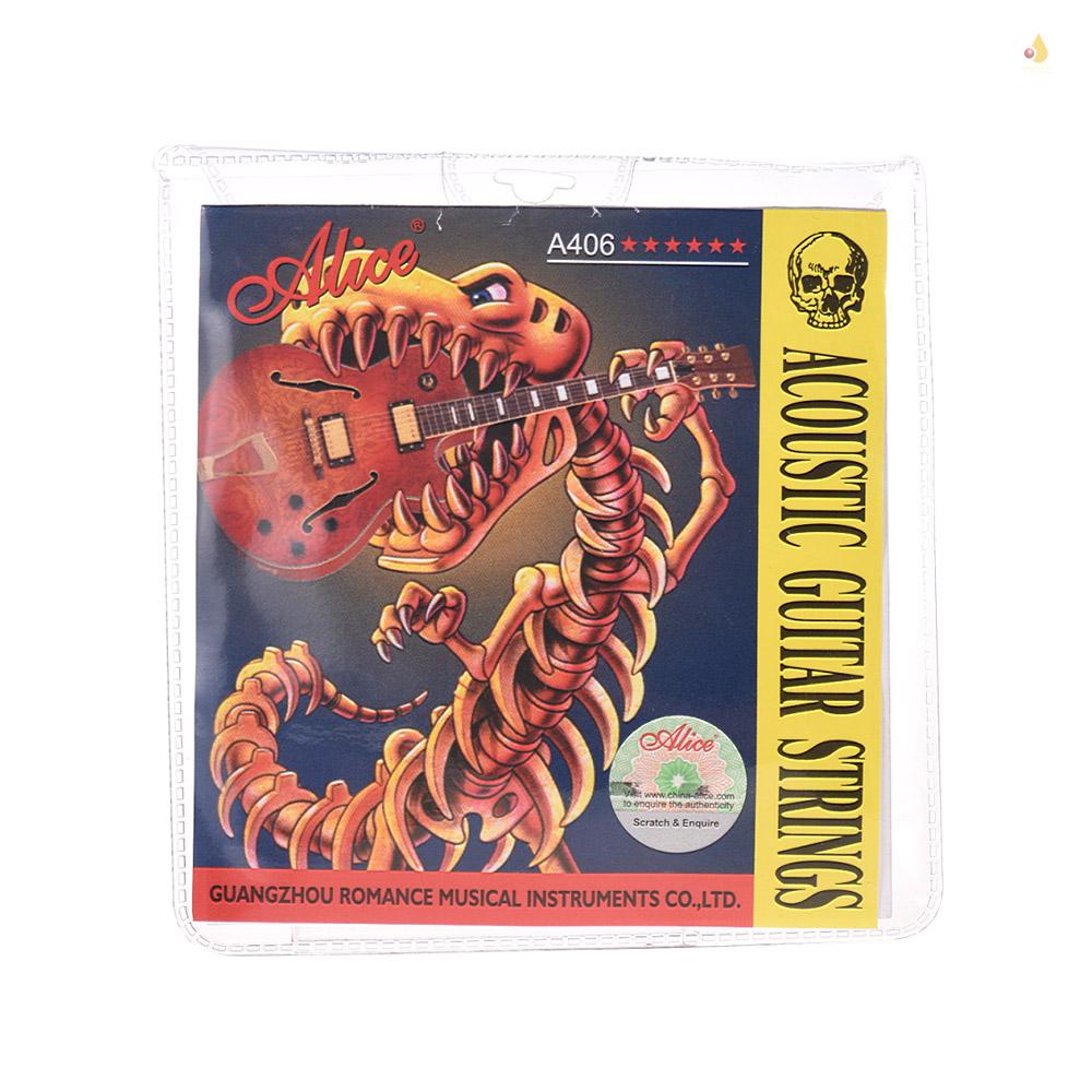 Set 6 Dây Đàn Alice A406 Lõi Bằng Thép Không Gỉ Mạ Hợp Kim Đồng Siêu Nhẹ (. 011-.052)