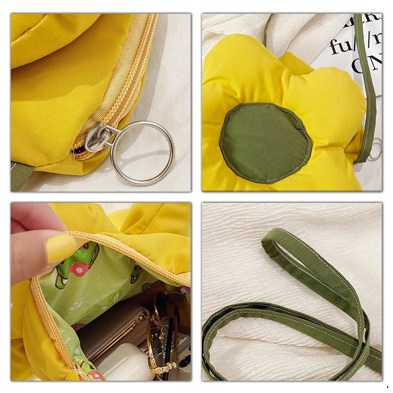 Túi Đeo Chéo Họa Tiết Hoa Màu Tương Phản Dễ Thương