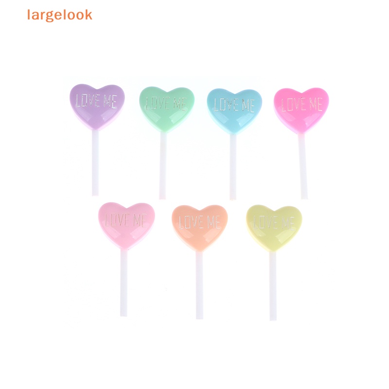 Set 10 Mô Phỏng Kẹo Mút Trái Tim Bằng Resin Cabochon Giả DIY Cho Điện Thoại