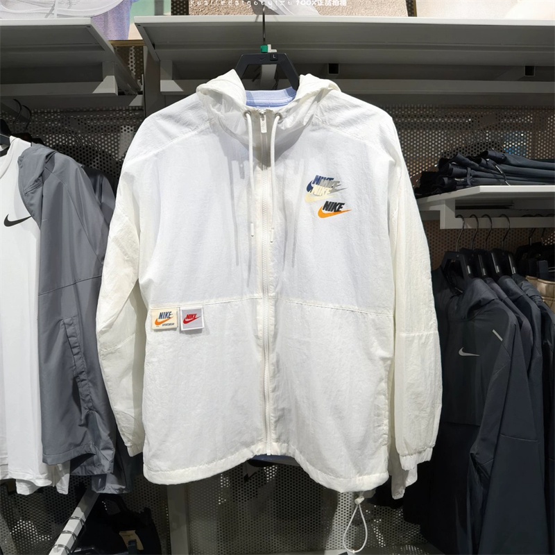 Áo Khoác Gió Nike 100% Chính Hãng Phối Màu Tương Phản Có Mũ Trùm Cá Tính Cho Nam