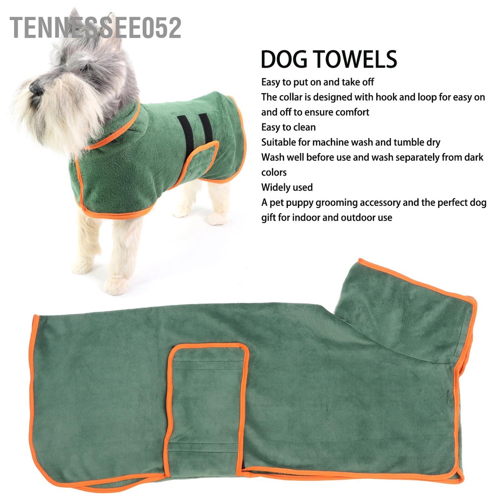 Tennessee052 Áo choàng tắm cho thú cưng Thấm hút nước Thiết kế móc và vòng có thể điều chỉnh Khăn chó để sấy khô