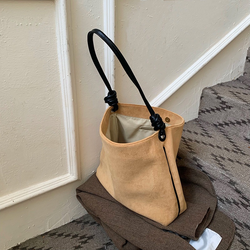 Túi Đeo Chéo Da Lộn Màu Sắc Tương Phản Sức Chứa Lớn Phong Cách Hàn Quốc Cho Nữ