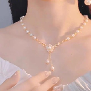 Dây Chuyền Ngọc Trai Hàn Quốc Mặt Hoa Phong Cách Vòng đeo Cổ Choker Phụ Kiện Trang Sức Nữ