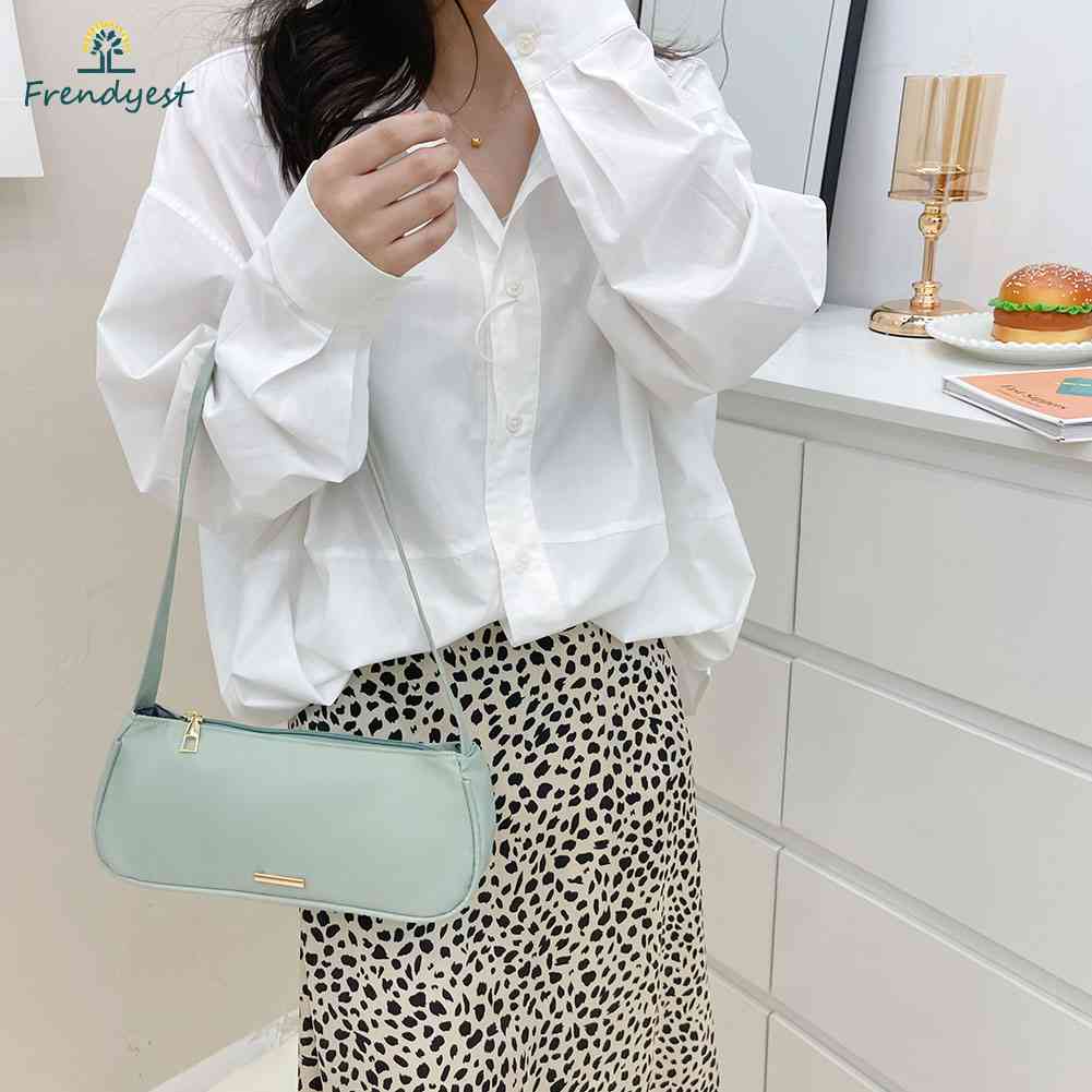 Túi Xách Đeo Vai / Kẹp Nách Chất Liệu Nylon Màu Trơn Thời Trang Xinh Xắn Cho